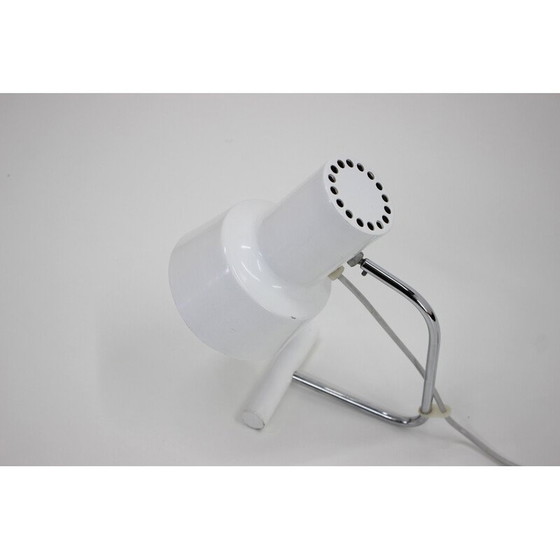 Image 1 of Vintage witte lamp in gelakt metaal en chroom van Josef Hurka, Tsjecho-Slowakije 1960