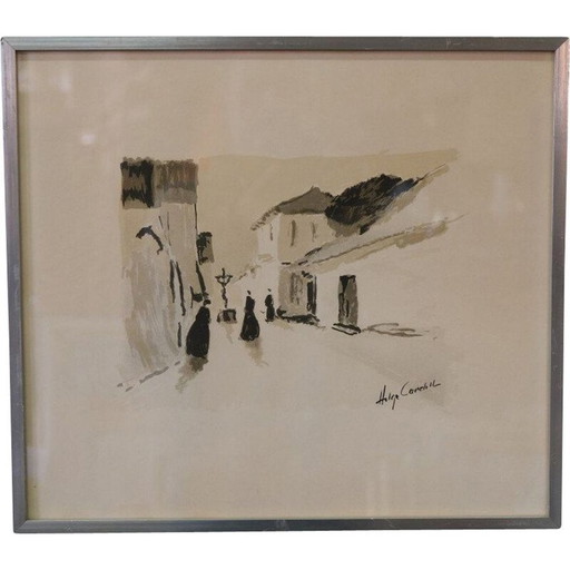 Vintage litho van Helge Cardell, Zweden 1960