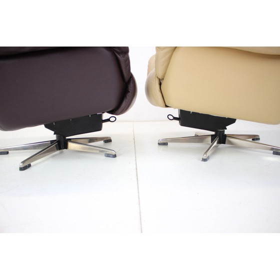 Image 1 of Paar vintage Scandinavische lederen verstelbare fauteuils van Peem, Finland 1970