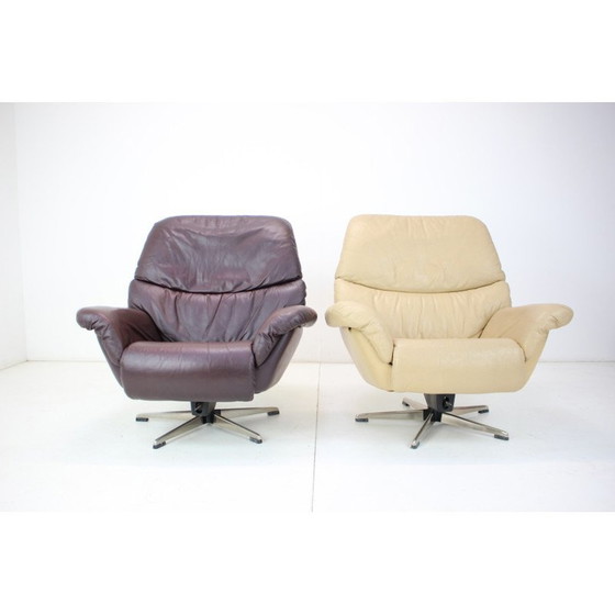Image 1 of Paar vintage Scandinavische lederen verstelbare fauteuils van Peem, Finland 1970