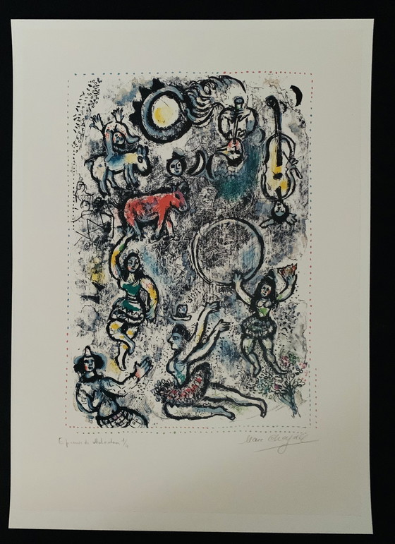 Image 1 of Marc Chagall “Les Saltimbanques” Kleurenlitho 1969. La Collection Sorlier 591. Getekend En Genummerd In De Plaat. Uitsteke