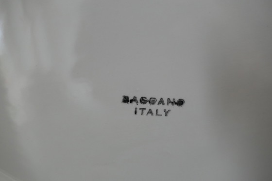 Image 1 of Vintage Grote Bassano Italy Zwaan Vaas Wit Goud Roze