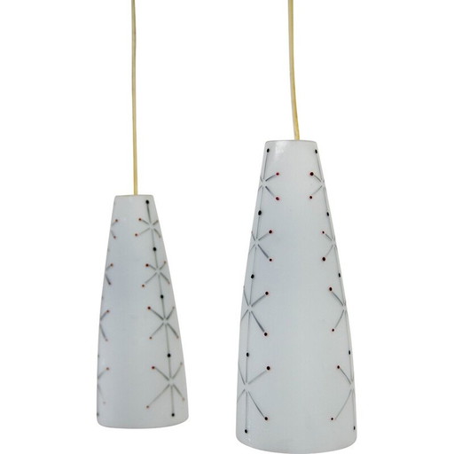 Glazen hanglamp uit de Mid Century, Tsjecho-Slowakije 1950