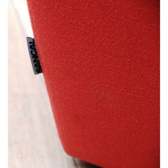 Image 1 of Paar vintage theestoelen in rode en blauwe stof voor Sancal, Spanje