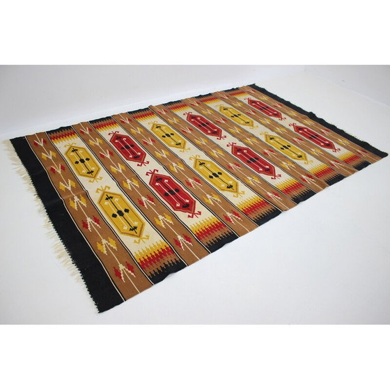 Image 1 of Vintage wollen kelim tapijt, Tsjecho-Slowakije 1960