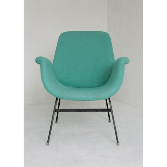 Image 1 of Vintage turquoise fauteuil, jaren 1950