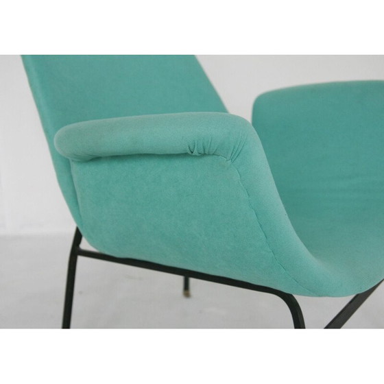 Image 1 of Vintage turquoise fauteuil, jaren 1950