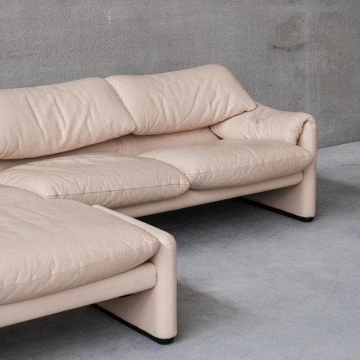 Vintage Maralunga lederen woonkamer set door Vico Magistretti voor Cassina, Italië 1970