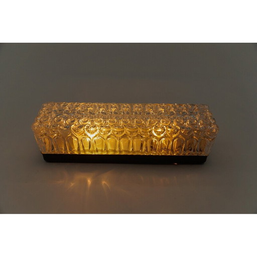 Vintage plafondlamp van geglazuurd glas en metaal, 1960