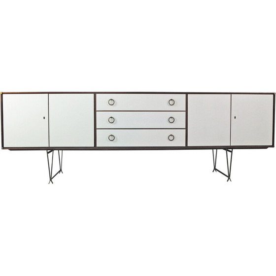 Image 1 of Vintage hoog dressoir in teak en messing van William Watting voor Fristho, Denemarken 1950