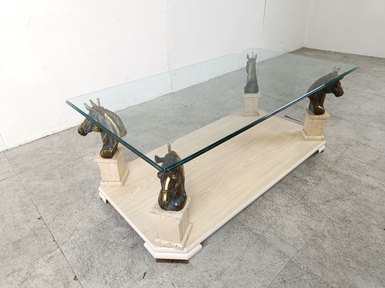 Image 1 of Vintage koperen salontafel met paardenhoofd