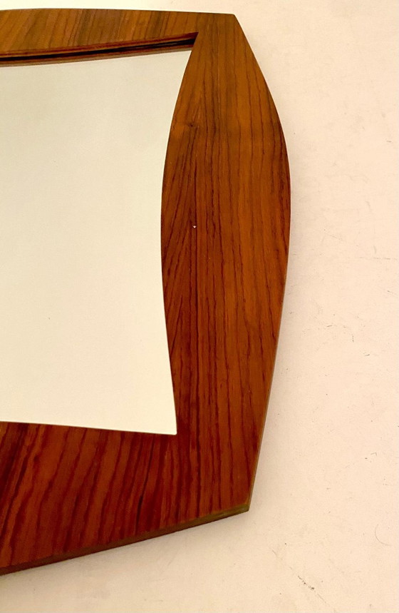 Image 1 of 1X Midcentury Moderne Rosewood Vierkante Spiegel, Italië, 1960