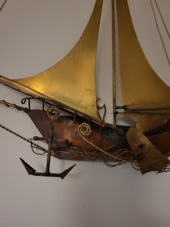 Image 1 of Wandsculptuur zeilschip of boot