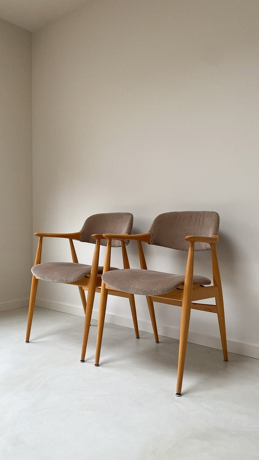 Vintage Houten Eetkamerstoelen Met Armleuning