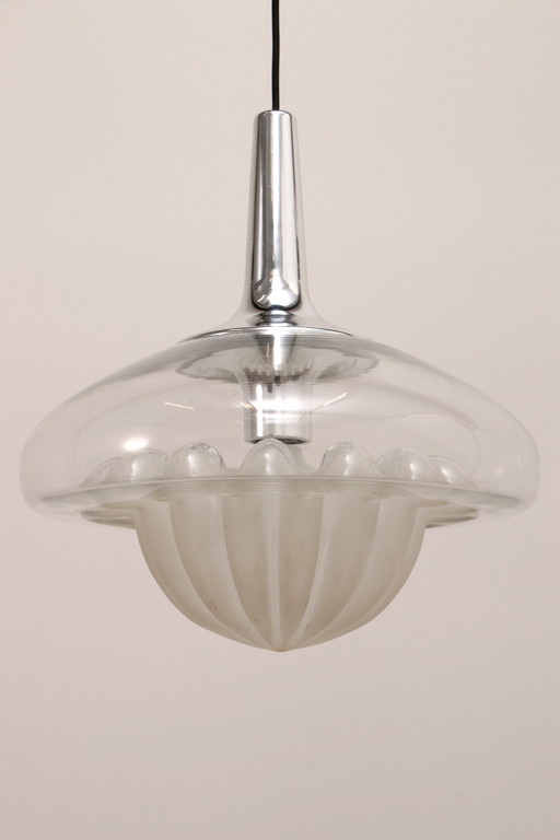 Vintage glazen hanglamp van Peill & Putzler, 1960