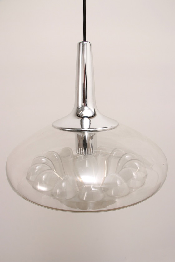 Image 1 of Vintage glazen hanglamp van Peill & Putzler, 1960