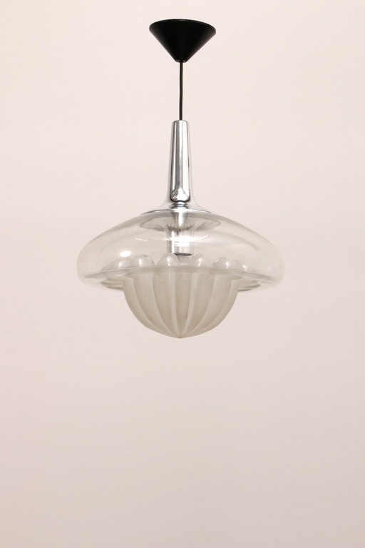 Vintage glazen hanglamp van Peill & Putzler, 1960