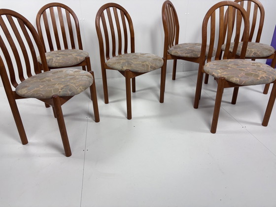 Image 1 of 6 Stuks Vintage Eetkamerstoelen Teak Deens Koefoed