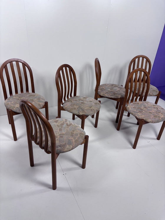 Image 1 of 6 Stuks Vintage Eetkamerstoelen Teak Deens Koefoed