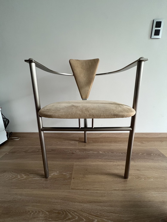 Image 1 of 4x Belgo Chrom Memphis Style Chair - beige stoel