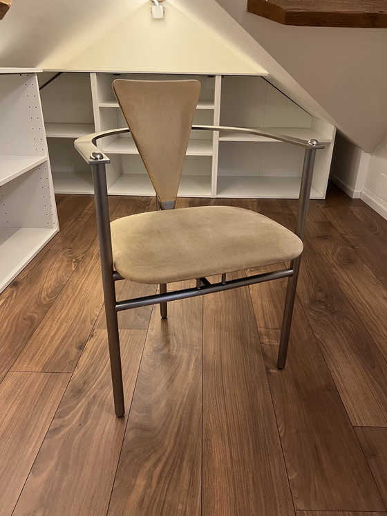 Image 1 of 4x Belgo Chrom Memphis Style Chair - beige stoel