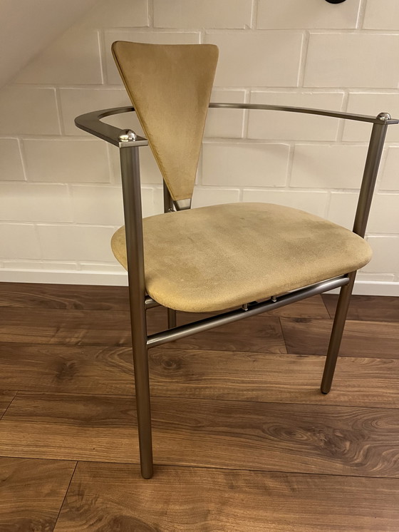 Image 1 of 4x Belgo Chrom Memphis Style Chair - beige stoel