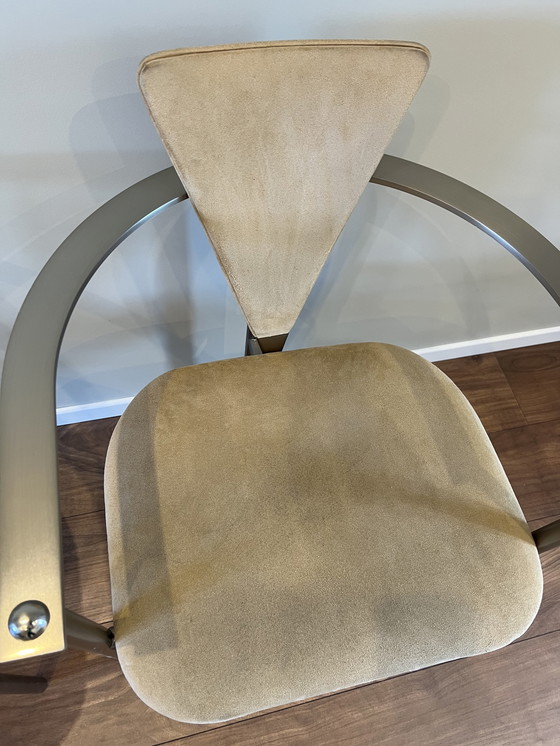 Image 1 of 4x Belgo Chrom Memphis Style Chair - beige stoel