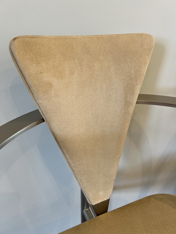 Image 1 of 4x Belgo Chrom Memphis Style Chair - beige stoel