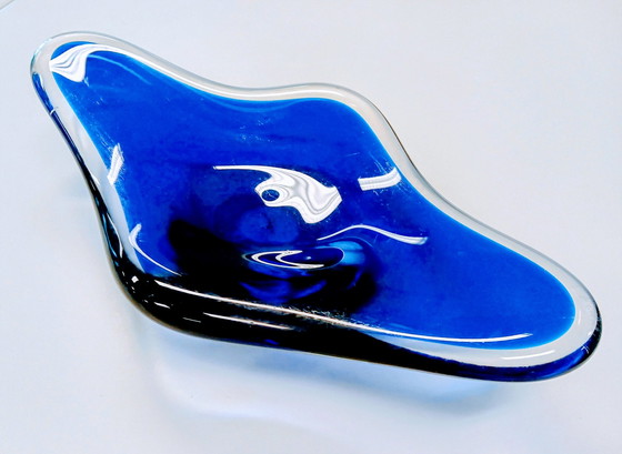 Image 1 of Grote oude Murano blauwe kunst glazen kom