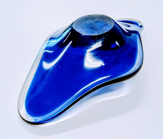 Image 1 of Grote oude Murano blauwe kunst glazen kom