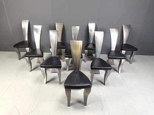 Set van 10 eetkamerstoelen van Hans Kopla, 1990S