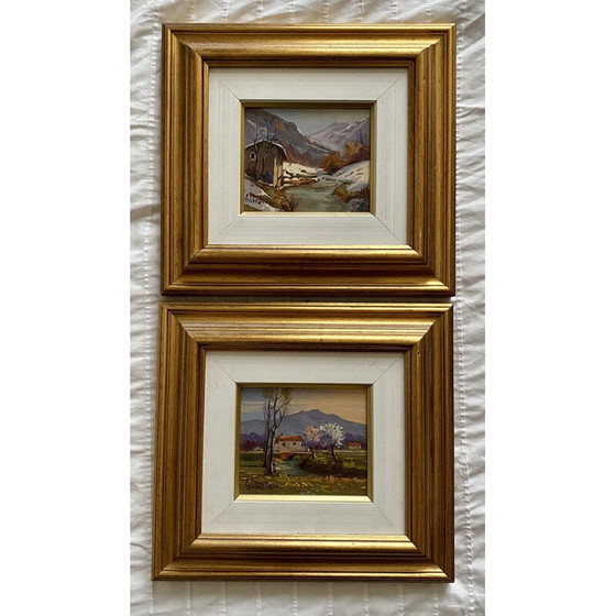 Image 1 of Paar vintage schilderijen van Giovanni Civallero