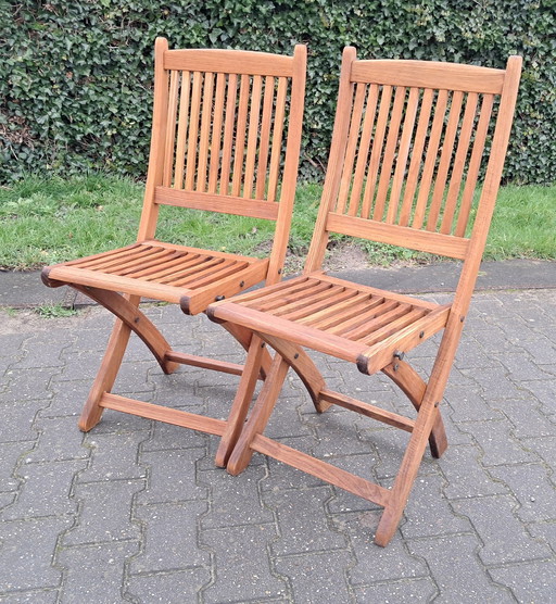 2 Teak & Garden Folding Chairs