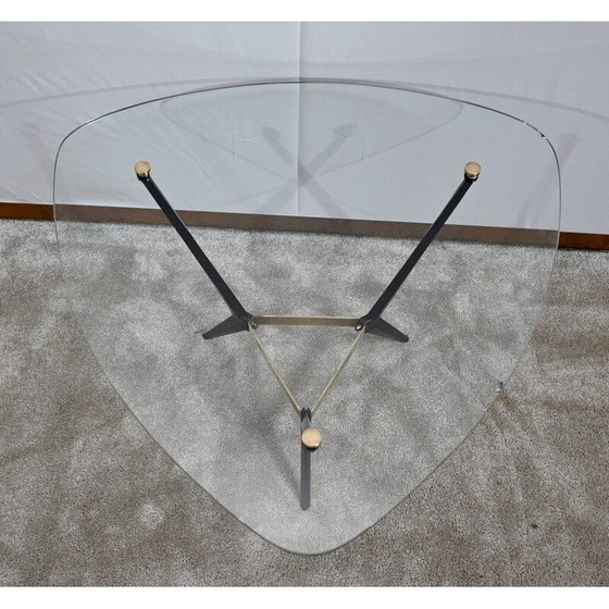 Image 1 of Vintage glazen en metalen salontafel, 1980