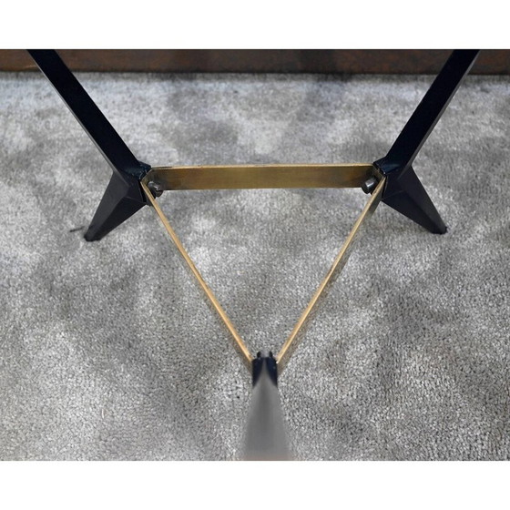 Image 1 of Vintage glazen en metalen salontafel, 1980