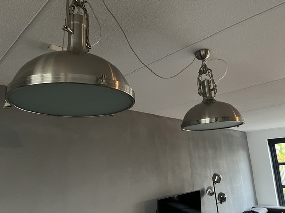 Image 1 of 2x Industriële Stalen Plafondlamp