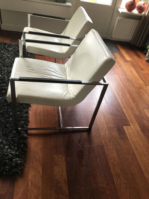 2x Harvink Oscar Fauteuils Wit Leer