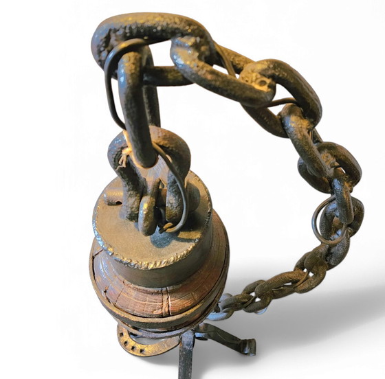 Image 1 of Grote / Vintage Brutalistische Vloerkettinglamp / Landelijk Nederlands Ontwerp 1970S