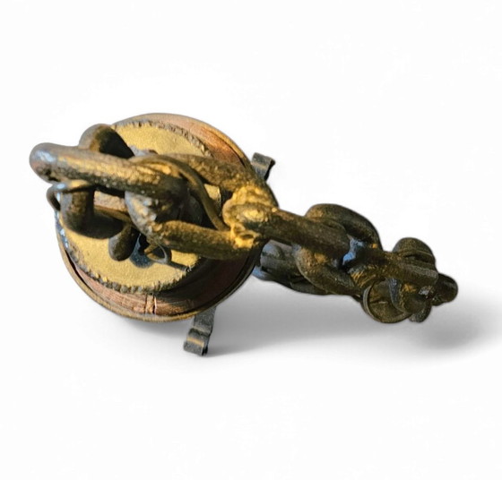 Image 1 of Grote / Vintage Brutalistische Vloerkettinglamp / Landelijk Nederlands Ontwerp 1970S