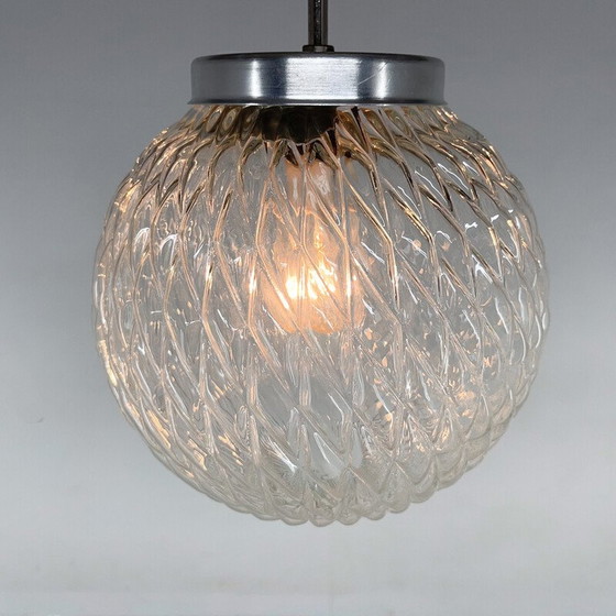 Image 1 of Vintage helder glazen bol hanglamp, Tsjecho-Slowakije