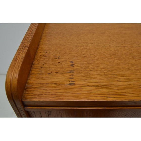 Image 1 of Vintage eikenhouten en glazen secretaire, Tsjechoslowakije 1960