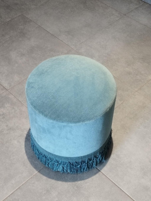Antiek voetenbankje jaren 50/60 - Vintage - Pauwblauw, Eend