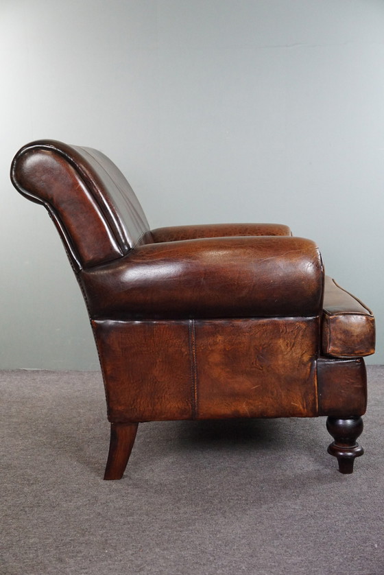 Image 1 of Grote schapenleren armchair/ fauteuil met een diepe zit