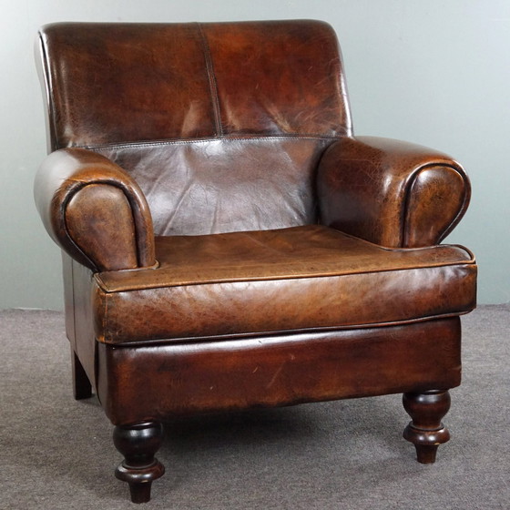 Image 1 of Grote schapenleren armchair/ fauteuil met een diepe zit