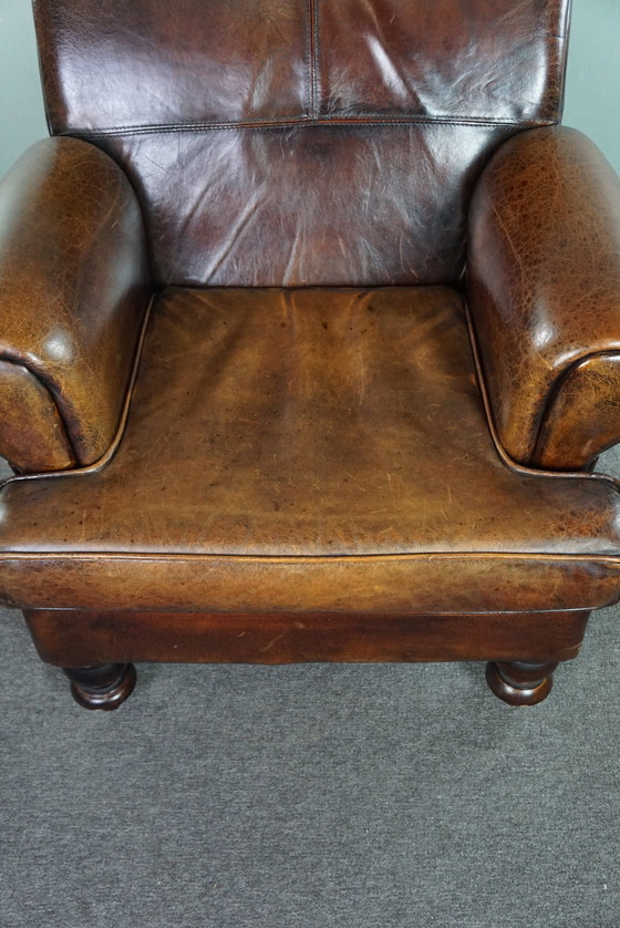 Image 1 of Grote schapenleren armchair/ fauteuil met een diepe zit