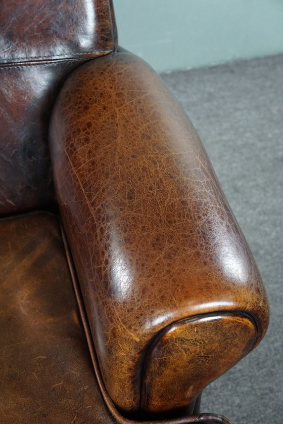 Image 1 of Grote schapenleren armchair/ fauteuil met een diepe zit