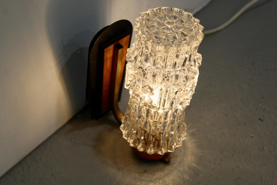 Image 1 of Vintage wandlamp - hout, glas jaren '50/'60