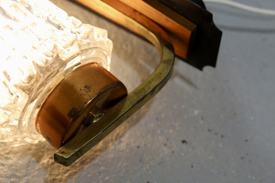 Image 1 of Vintage wandlamp - hout, glas jaren '50/'60