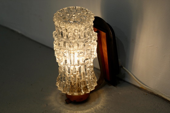 Image 1 of Vintage wandlamp - hout, glas jaren '50/'60