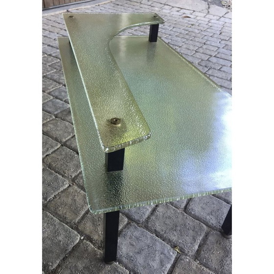 Image 1 of Vintage salontafel met dubbel glazen blad st gobain